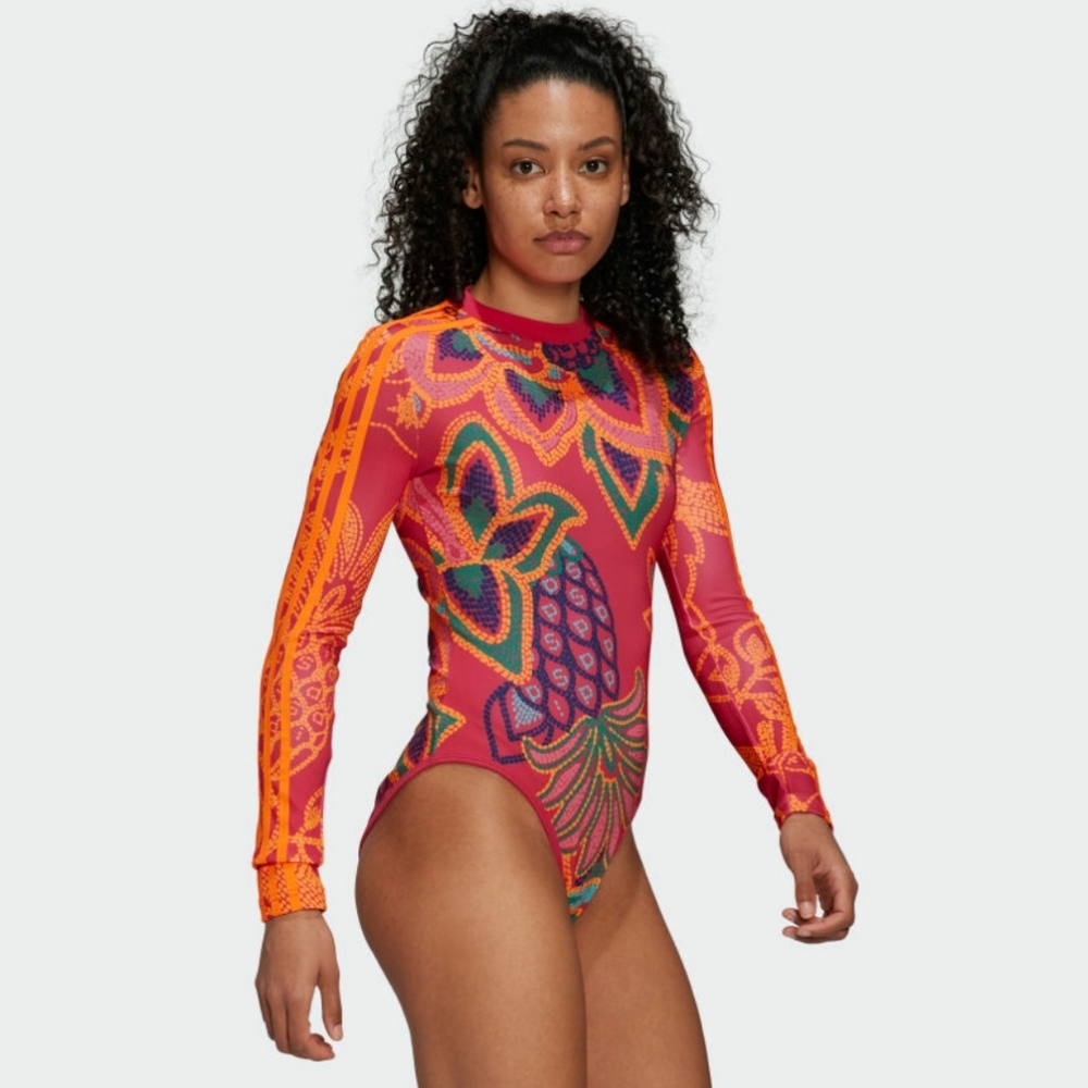 NWT FARM Rio Vivid Berry Long Sleeve Bodysuit Adidas Collaboration - Picture 4 of 6